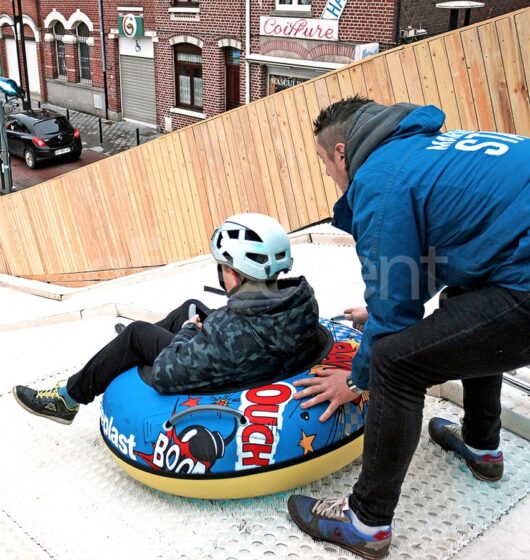 Piste de luge synthétique XXL 2 couloirs bouées snowtubing location glace écologique nord france