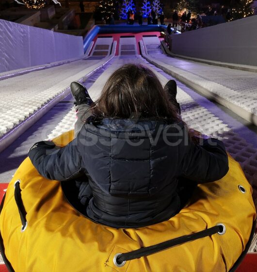 Piste de luge synthétique XXL bouées snowtubing location glace écologique nord france